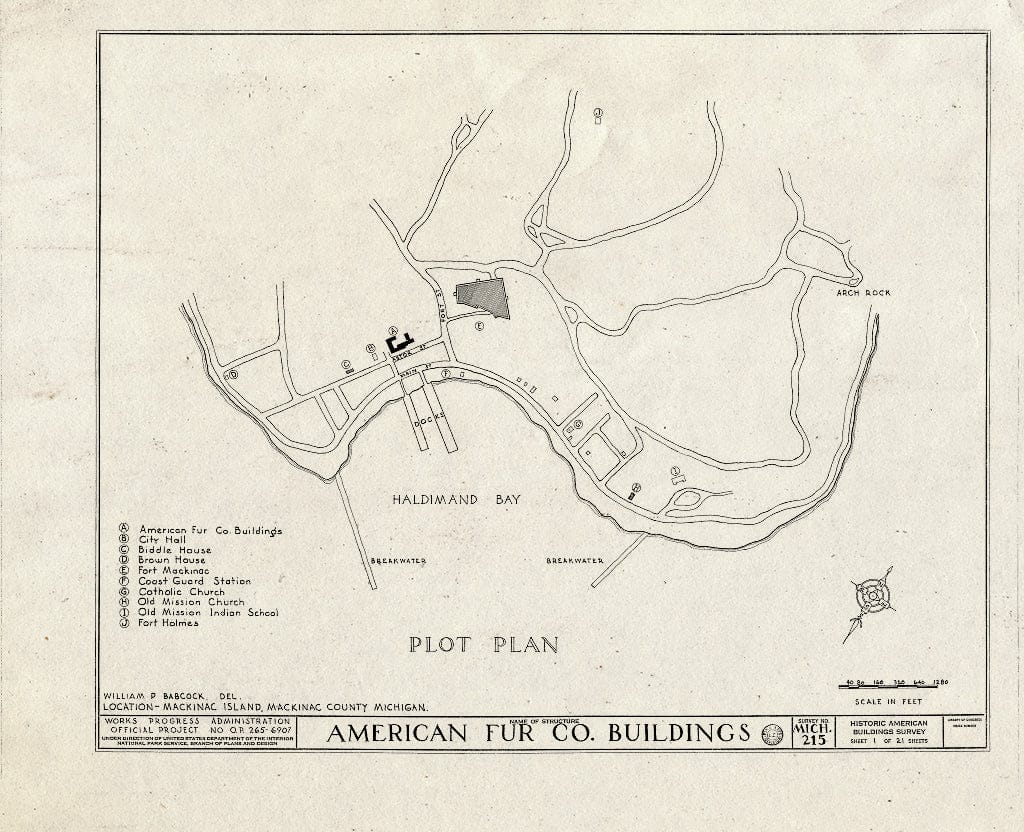 Blueprint HABS MICH,49-MACKI,3- (Sheet 1 of 21) - American Fur Company Buildings, Mackinac Island, Mackinac County, MI