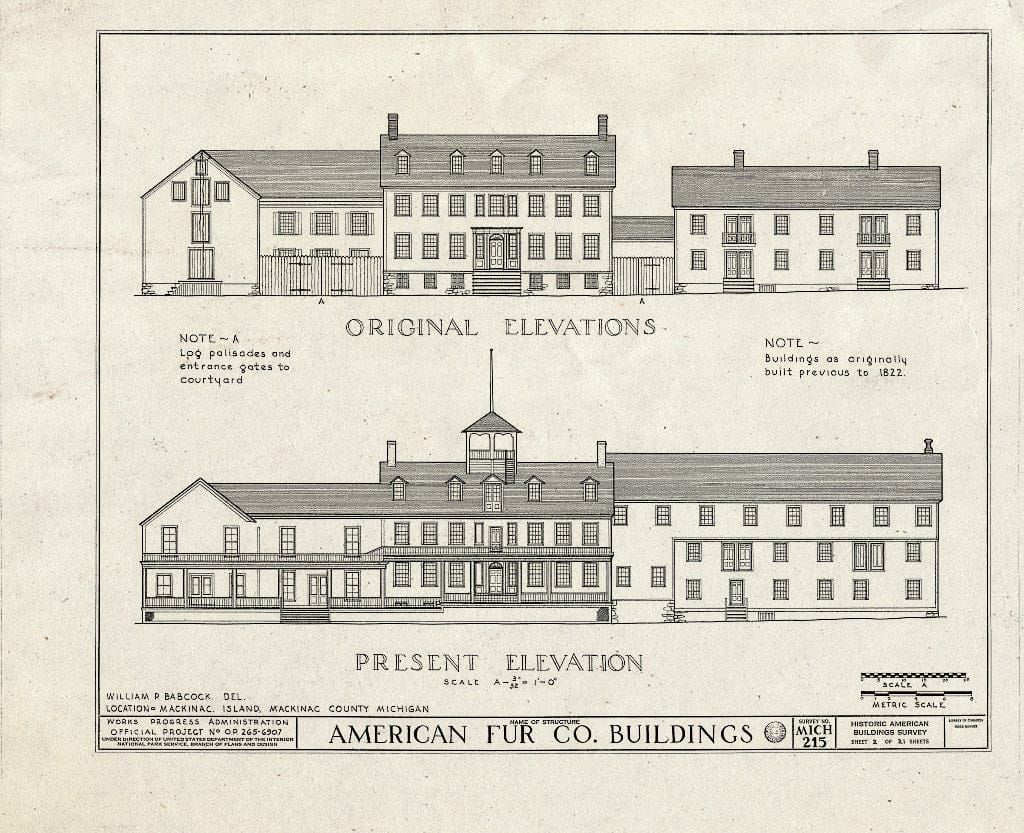 Blueprint HABS MICH,49-MACKI,3- (Sheet 2 of 21) - American Fur Company Buildings, Mackinac Island, Mackinac County, MI