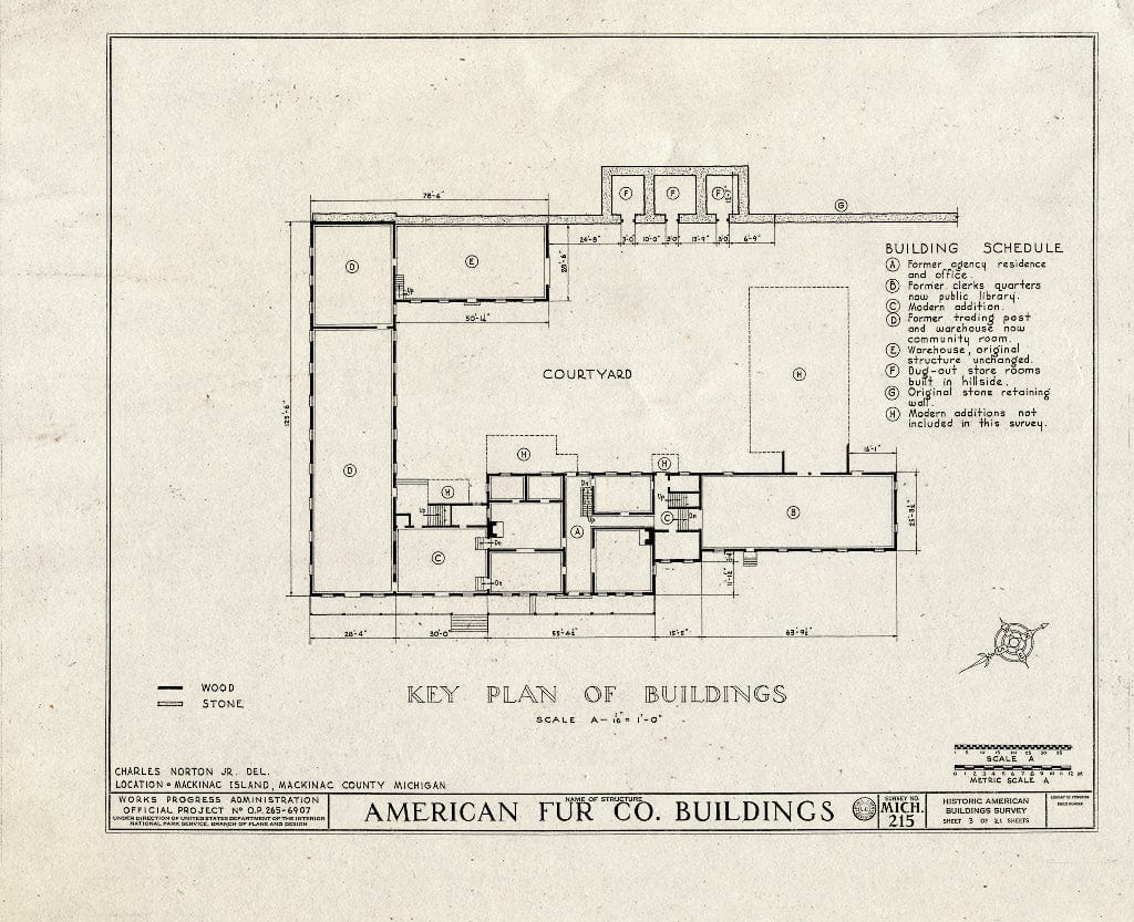 Blueprint HABS MICH,49-MACKI,3- (Sheet 3 of 21) - American Fur Company Buildings, Mackinac Island, Mackinac County, MI