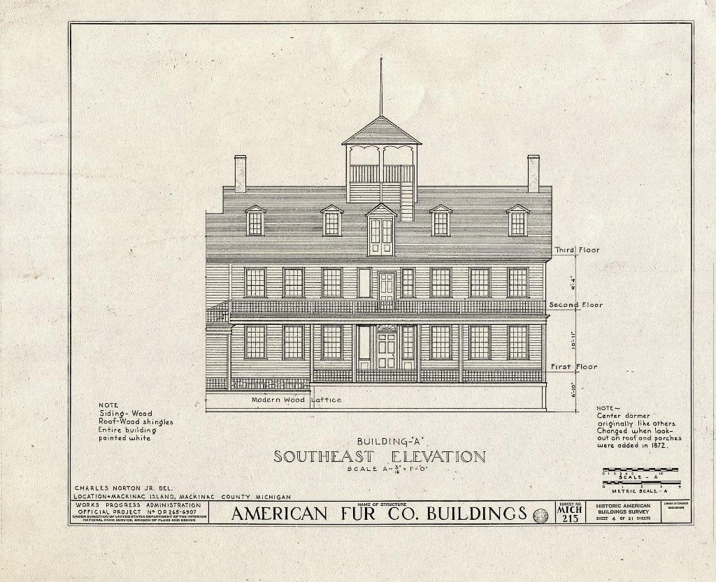 Blueprint HABS MICH,49-MACKI,3- (Sheet 4 of 21) - American Fur Company Buildings, Mackinac Island, Mackinac County, MI