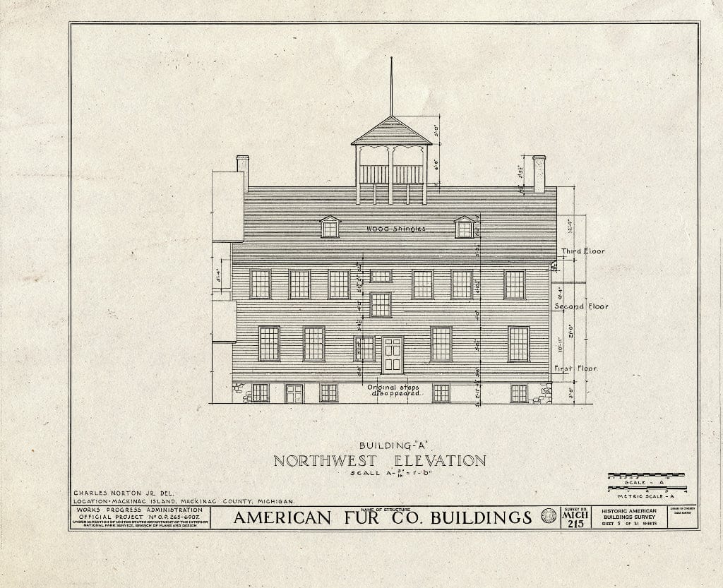 Blueprint HABS MICH,49-MACKI,3- (Sheet 5 of 21) - American Fur Company Buildings, Mackinac Island, Mackinac County, MI