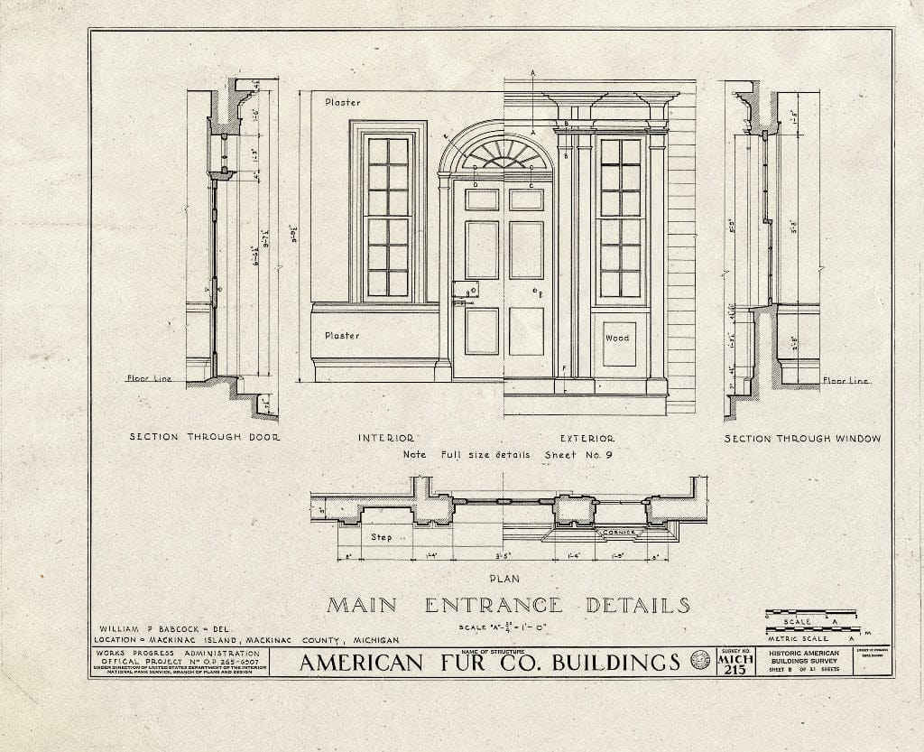 Blueprint HABS MICH,49-MACKI,3- (Sheet 8 of 21) - American Fur Company Buildings, Mackinac Island, Mackinac County, MI