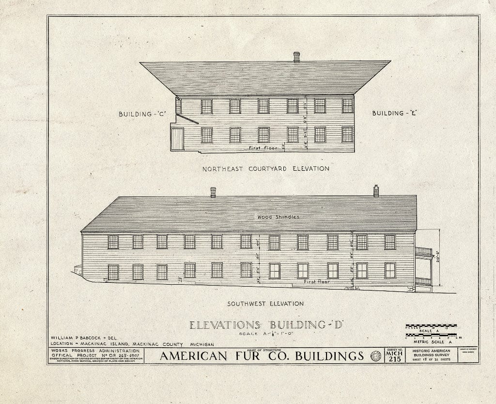 Blueprint HABS MICH,49-MACKI,3- (Sheet 15 of 21) - American Fur Company Buildings, Mackinac Island, Mackinac County, MI