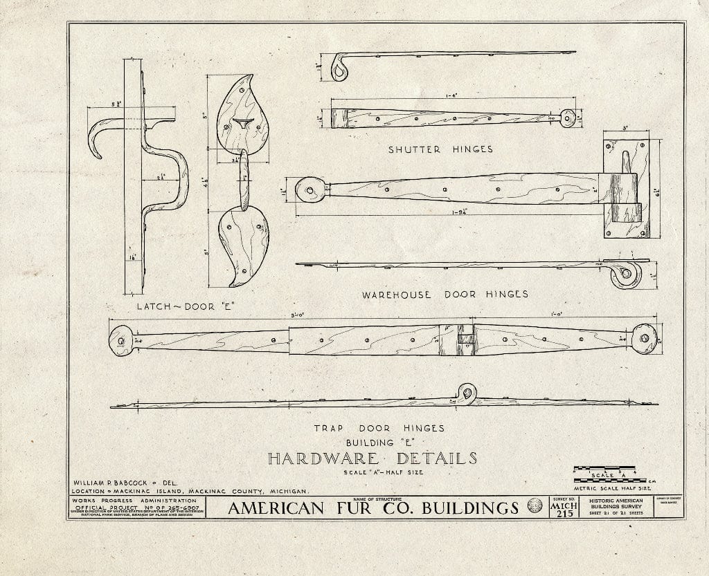 Blueprint HABS MICH,49-MACKI,3- (Sheet 21 of 21) - American Fur Company Buildings, Mackinac Island, Mackinac County, MI
