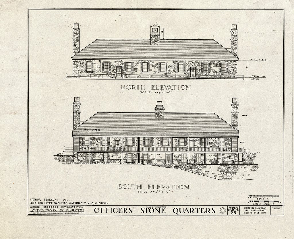 Blueprint HABS MICH,49-MACKI,1D- (Sheet 2 of 8) - Fort Mackinac, Officers Stone Quarters, Mackinac Island, Mackinac County, MI