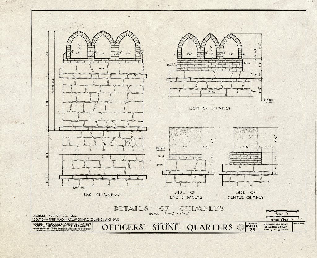 Blueprint HABS MICH,49-MACKI,1D- (Sheet 5 of 8) - Fort Mackinac, Officers Stone Quarters, Mackinac Island, Mackinac County, MI