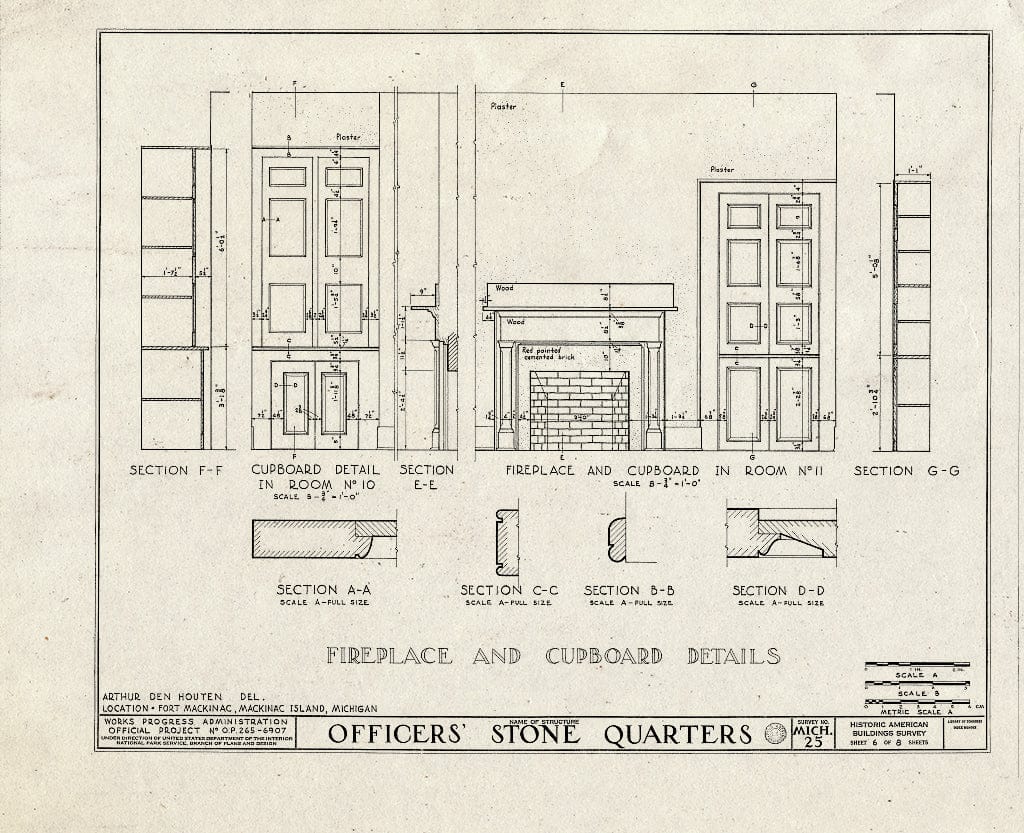 Blueprint HABS MICH,49-MACKI,1D- (Sheet 6 of 8) - Fort Mackinac, Officers Stone Quarters, Mackinac Island, Mackinac County, MI