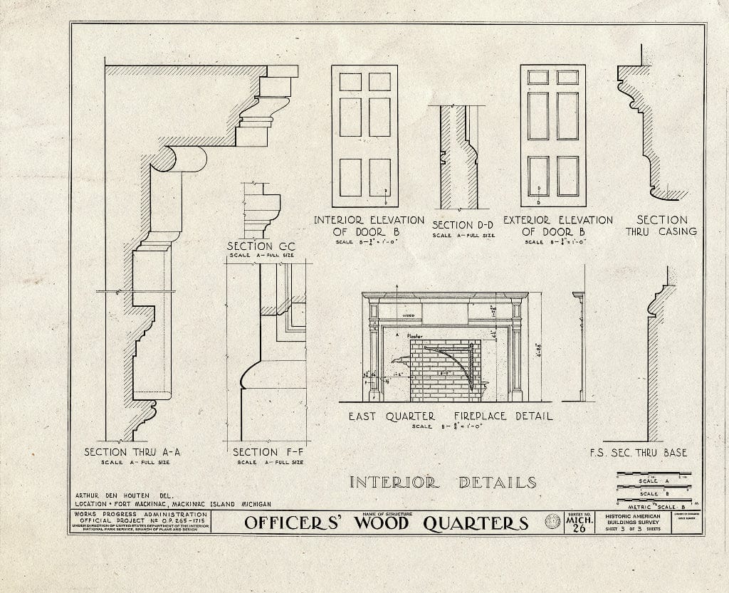 Blueprint HABS MICH,49-MACKI,1E- (Sheet 3 of 3) - Fort Mackinac, Officers Wood Quarters, Mackinac Island, Mackinac County, MI