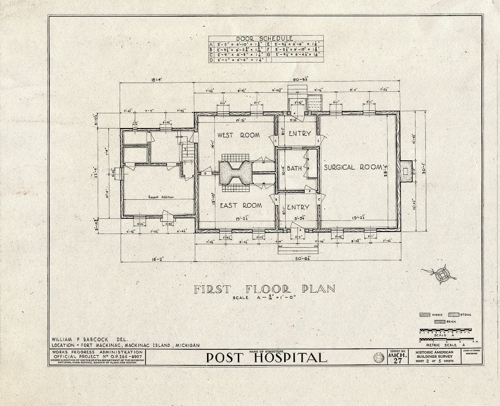 Blueprint HABS MICH,49-MACKI,1F- (Sheet 2 of 5) - Fort Mackinac, Post Hospital, Mackinac Island, Mackinac County, MI