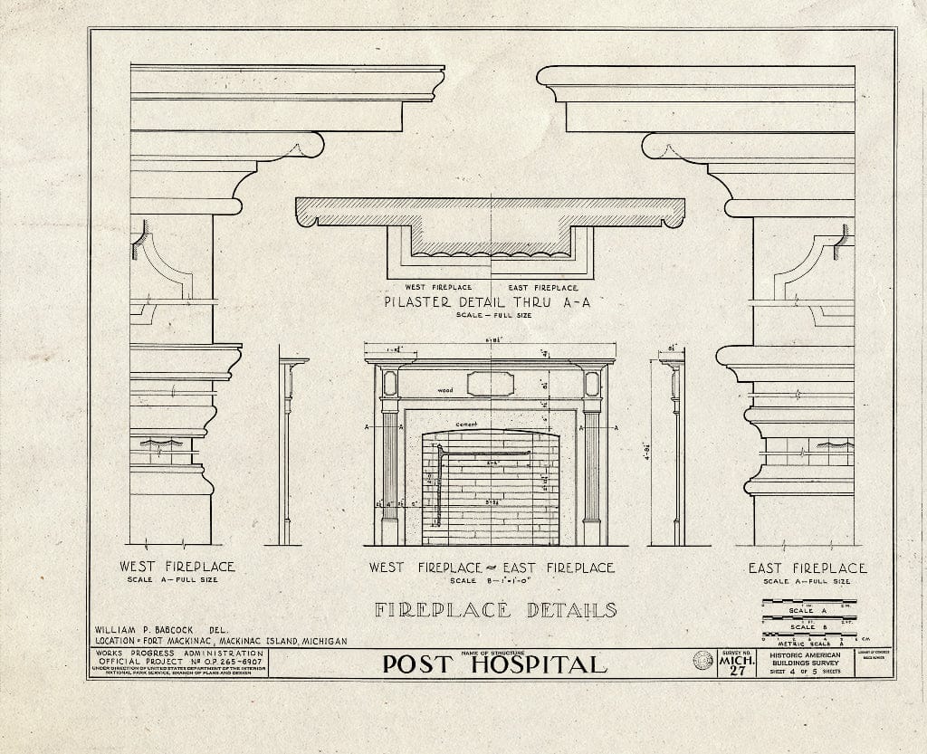 Blueprint HABS MICH,49-MACKI,1F- (Sheet 4 of 5) - Fort Mackinac, Post Hospital, Mackinac Island, Mackinac County, MI