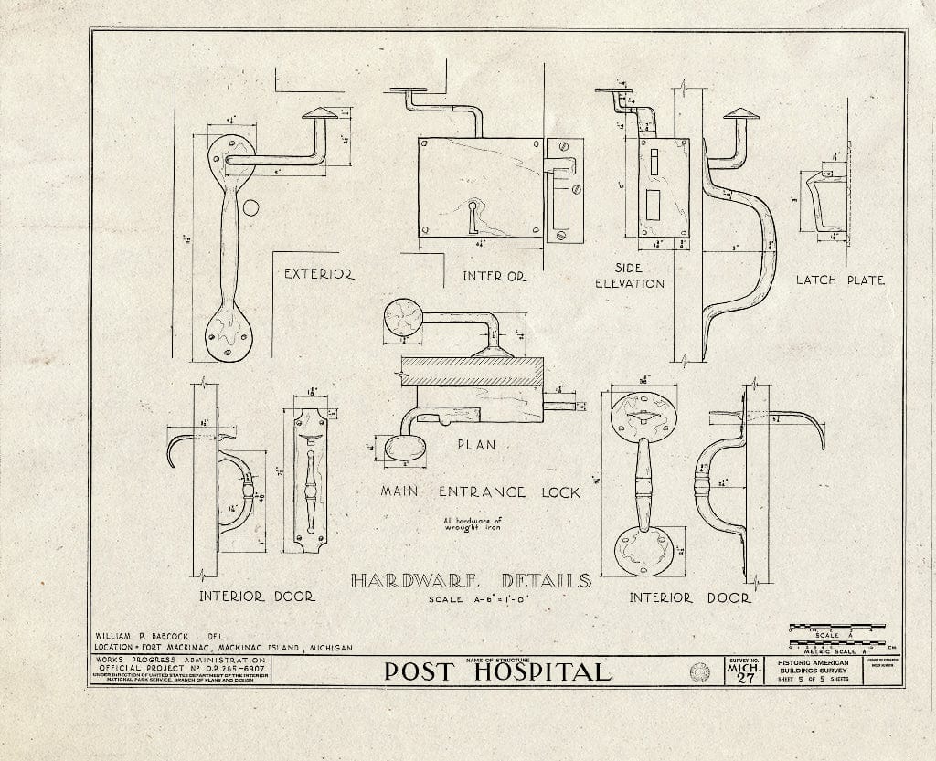 Blueprint HABS MICH,49-MACKI,1F- (Sheet 5 of 5) - Fort Mackinac, Post Hospital, Mackinac Island, Mackinac County, MI