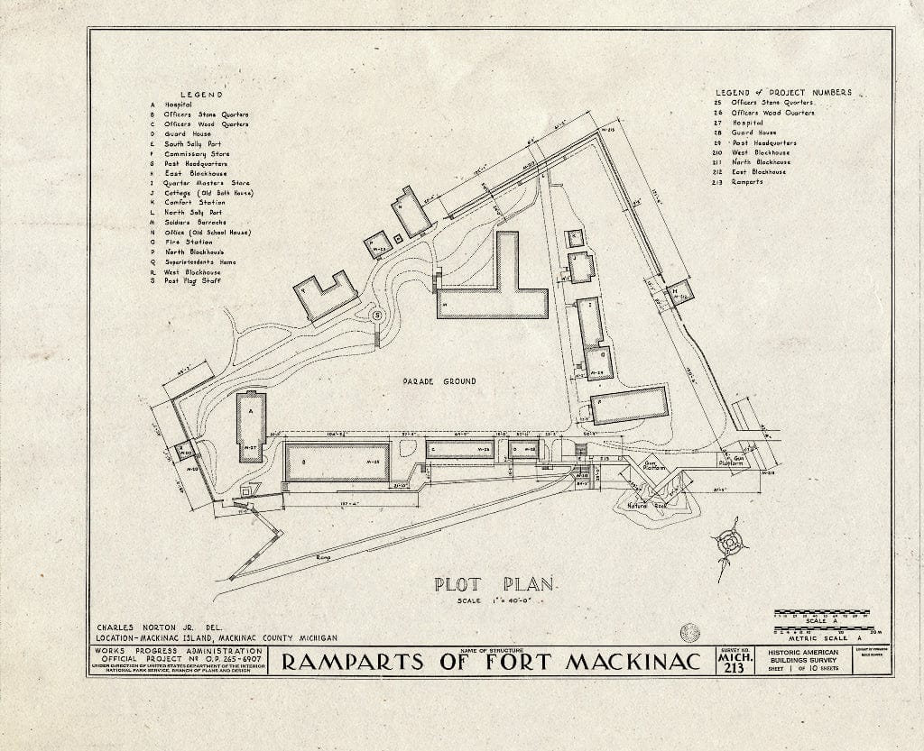 Blueprint HABS MICH,49-MACKI,1- (Sheet 1 of 10) - Fort Mackinac, Mackinac Island, Mackinac County, MI