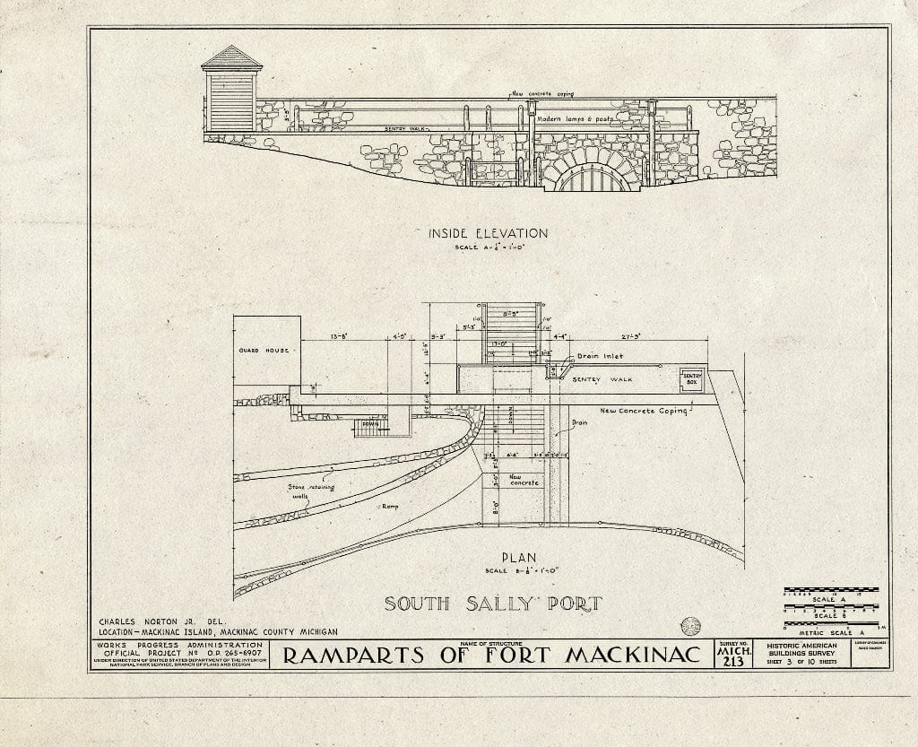 Blueprint HABS MICH,49-MACKI,1- (Sheet 3 of 10) - Fort Mackinac, Mackinac Island, Mackinac County, MI