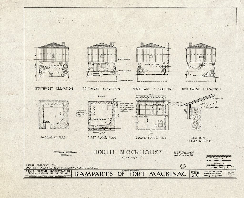 Blueprint HABS MICH,49-MACKI,1- (Sheet 6 of 10) - Fort Mackinac, Mackinac Island, Mackinac County, MI