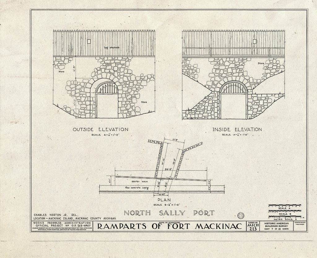 Blueprint HABS MICH,49-MACKI,1- (Sheet 7 of 10) - Fort Mackinac, Mackinac Island, Mackinac County, MI