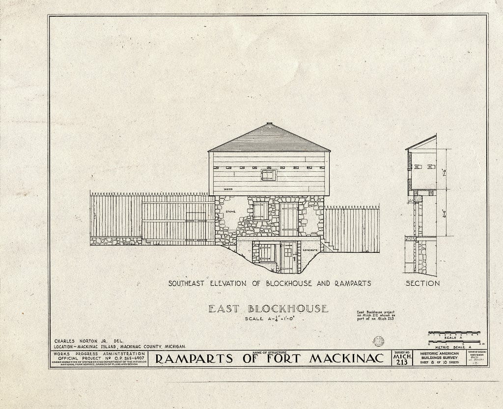 Blueprint HABS MICH,49-MACKI,1- (Sheet 8 of 10) - Fort Mackinac, Mackinac Island, Mackinac County, MI