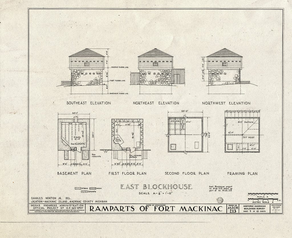 Blueprint HABS MICH,49-MACKI,1- (Sheet 9 of 10) - Fort Mackinac, Mackinac Island, Mackinac County, MI