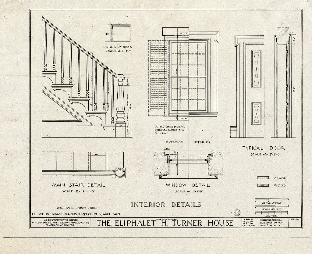 Blueprint HABS MICH,41-GRARA,2- (Sheet 6 of 9) - Eliphalet H. Turner House, 731 Front Avenue Northwest, Grand Rapids, MI