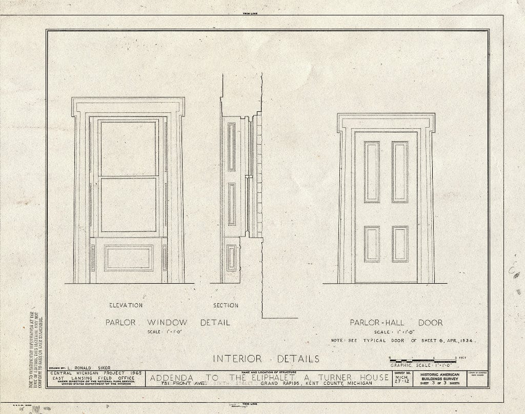 Blueprint HABS MICH,41-GRARA,2- (Sheet 9 of 9) - Eliphalet H. Turner House, 731 Front Avenue Northwest, Grand Rapids, MI