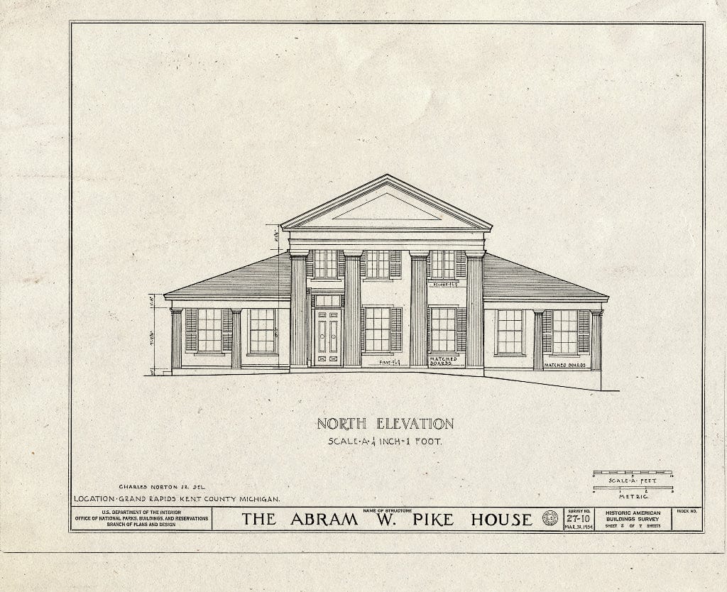 Blueprint HABS MICH,41-GRARA,1- (Sheet 2 of 7) - Abraham Pike House, 230 East Fulton Street Southeast, Grand Rapids, MI