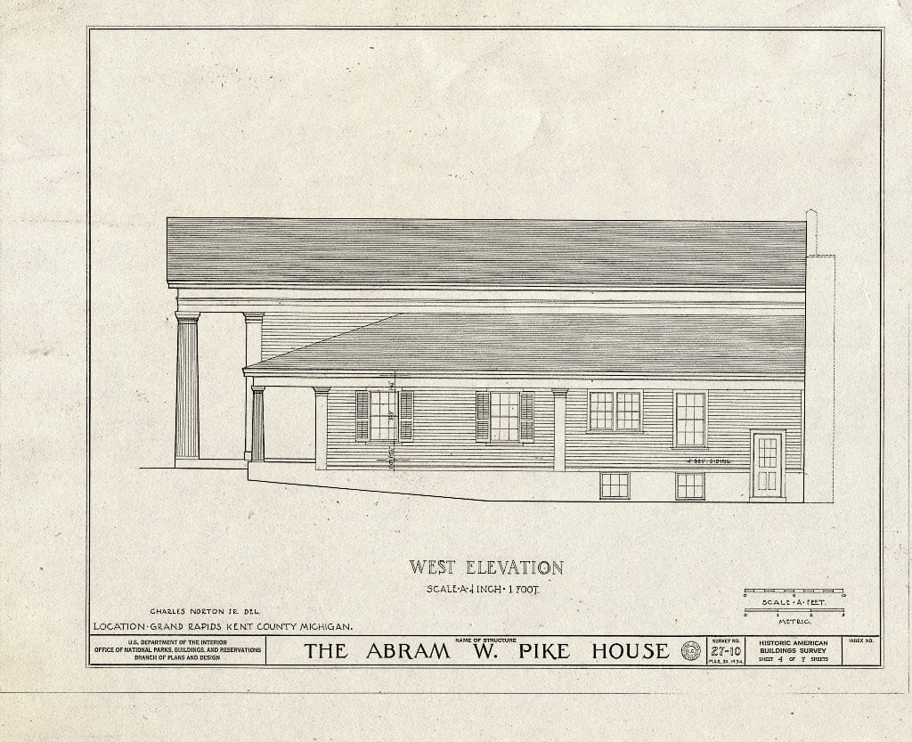 Blueprint HABS MICH,41-GRARA,1- (Sheet 4 of 7) - Abraham Pike House, 230 East Fulton Street Southeast, Grand Rapids, MI