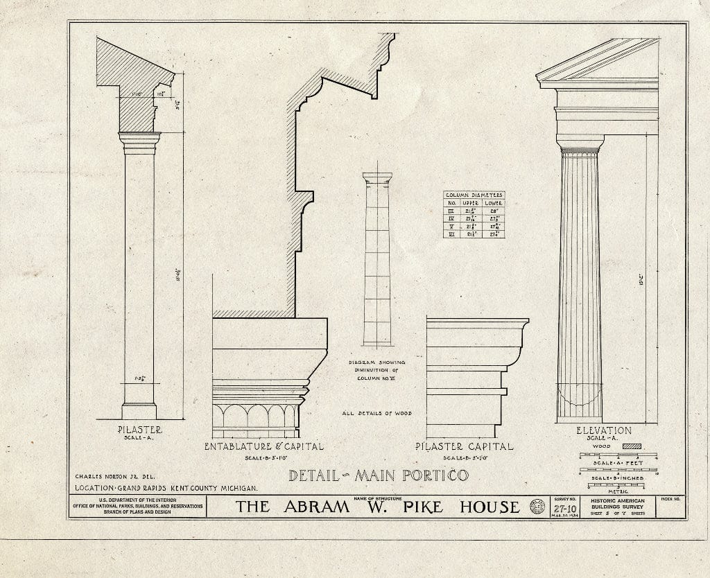 Blueprint HABS MICH,41-GRARA,1- (Sheet 5 of 7) - Abraham Pike House, 230 East Fulton Street Southeast, Grand Rapids, MI