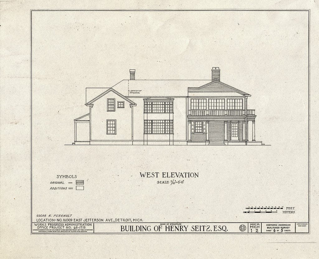 Blueprint HABS MICH,82-GROSP,1- (Sheet 4 of 5) - Henry Seitz Building, 16109 East Jefferson Avenue, Grosse Pointe Park, Detroit, MI