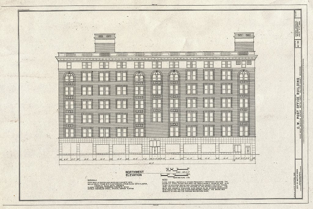 Blueprint HABS MICH,13-BATCR,2- (Sheet 4 of 4) - C. W. Post Office Building, 63-65 West Michigan Avenue, Battle Creek, Calhoun County, MI