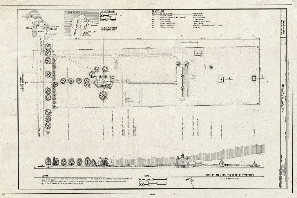 Blueprint HABS MICH,45-GLAR,12- (Sheet 1 of 1) - D.H. Day Farmstead, Route 109, Glen Arbor, Leelanau County, MI