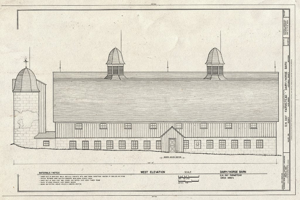 Blueprint HABS MICH,45-GLAR,12B- (Sheet 4 of 6) - D.H. Day Farmstead, Dairy-Horse Barn, Route 109, Glen Arbor, Leelanau County, MI