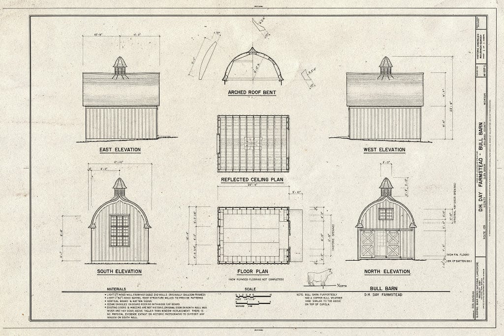 Blueprint HABS MICH,45-GLAR,12C- (Sheet 1 of 1) - D.H. Day Farmstead, Bull Barn, Route 109, Glen Arbor, Leelanau County, MI