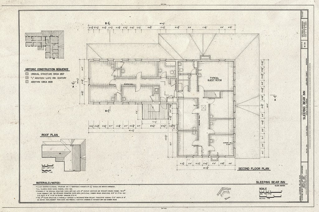 Blueprint HABS MICH,45-GLAR.V,14- (Sheet 2 of 5) - Sleeping Bear Inn, Route 209, Glen Arbor, Leelanau County, MI