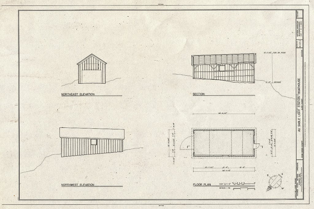 Blueprint HABS MICH,2-GRAMA.V,1- (Sheet 1 of 1) - Au Sable Light Station, Boathouse, Southern Shore of Lake Superior, Grand Marais, Alger County, MI