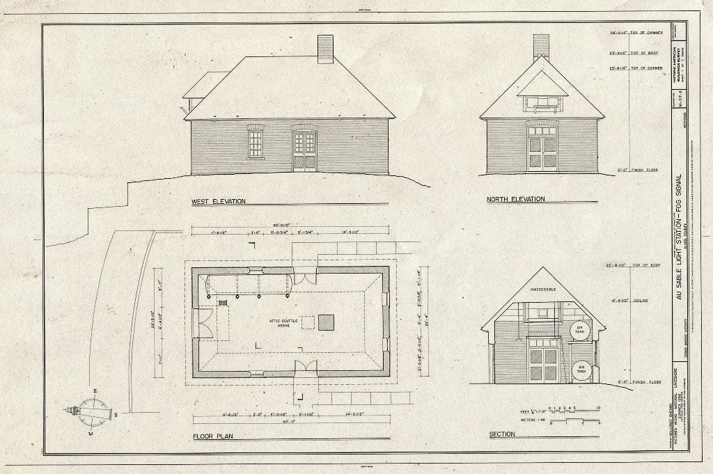 Blueprint HABS MICH,2-GRAMA.V,1-B- (Sheet 1 of 1) - Au Sable Light Station, Fog Signals, Southern Shore of Lake Superior, Grand Marais, Alger County, MI