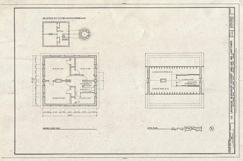 Blueprint HABS MICH,45-GLAR,8A- (Sheet 3 of 8) - U. S. Lighthouse Reservation, Quarters & Lighthouse, South Manitou Island, Glen Arbor, Leelanau County, MI