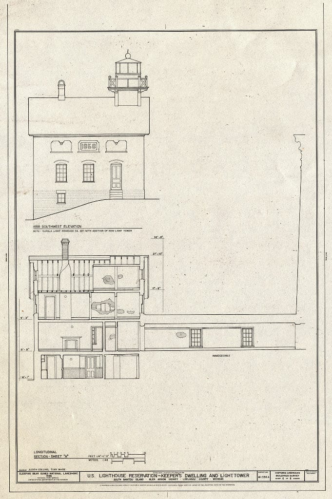 Blueprint HABS MICH,45-GLAR,8A- (Sheet 6 of 8) - U. S. Lighthouse Reservation, Quarters & Lighthouse, South Manitou Island, Glen Arbor, Leelanau County, MI
