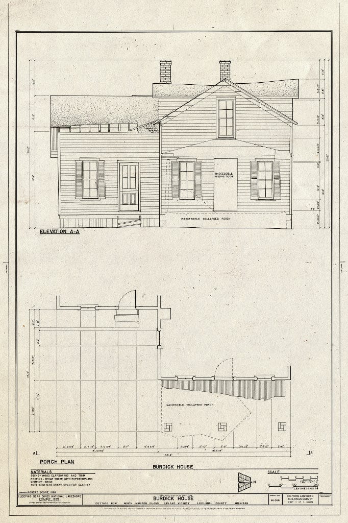 Blueprint HABS MICH,45-LELA.V,4- (Sheet 1 of 1) - Burdick House, North Manitou Island, Leland, Leelanau County, MI