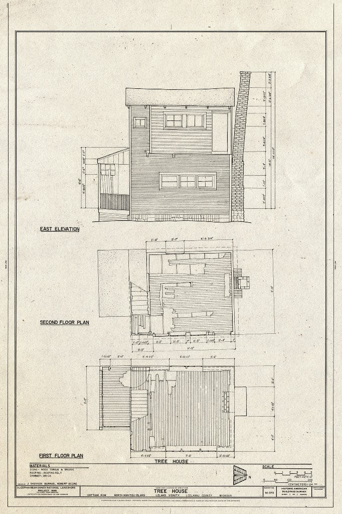 Blueprint HABS MICH,45-LELA.V,3- (Sheet 1 of 1) - Tree House, North Manitou Island, Leland, Leelanau County, MI