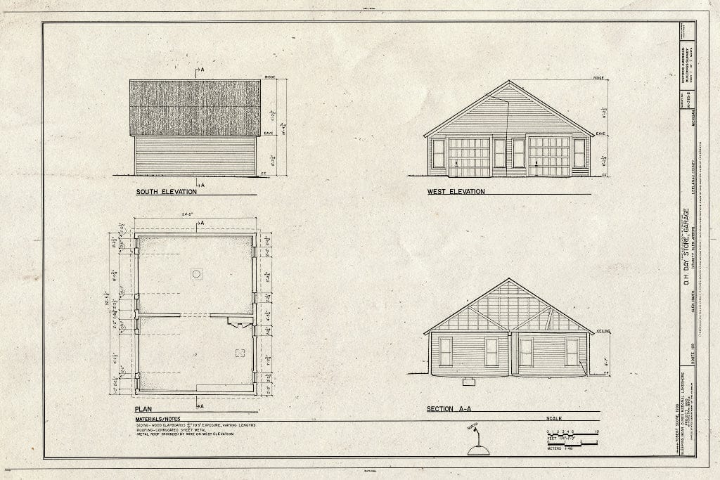 Blueprint HABS MICH,45-GLAR.V,10B- (Sheet 1 of 1) - D.H. Day Store, Garage, Route 209, Glen Arbor, Leelanau County, MI