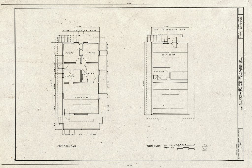 Blueprint HABS MICH,45-LELA,1B- (Sheet 1 of 2) - U.S. Lifesaving Station, Boathouse, North Manitou Island, Leland, Leelanau County, MI