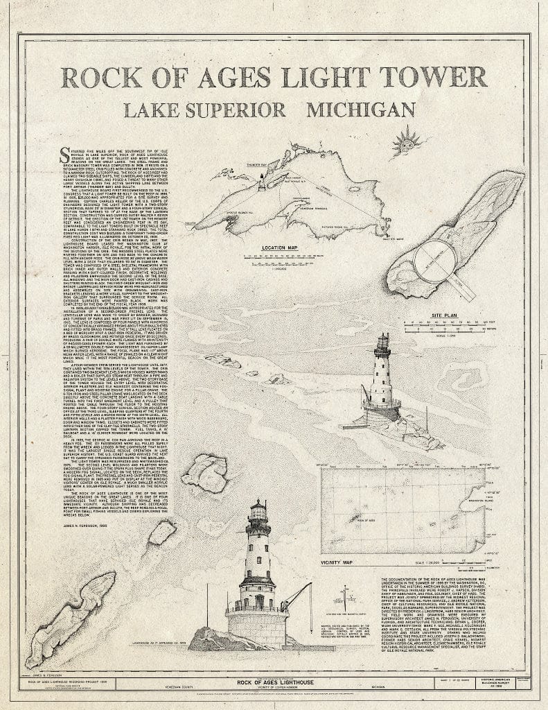 Blueprint HABS MICH,42-COPHAR.V,3- (Sheet 1 of 10) - Rock of Ages Lighthouse, Copper Harbor, Keweenaw County, MI