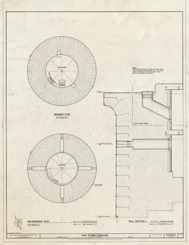 Blueprint HABS MICH,42-COPHAR.V,3- (Sheet 2 of 10) - Rock of Ages Lighthouse, Copper Harbor, Keweenaw County, MI