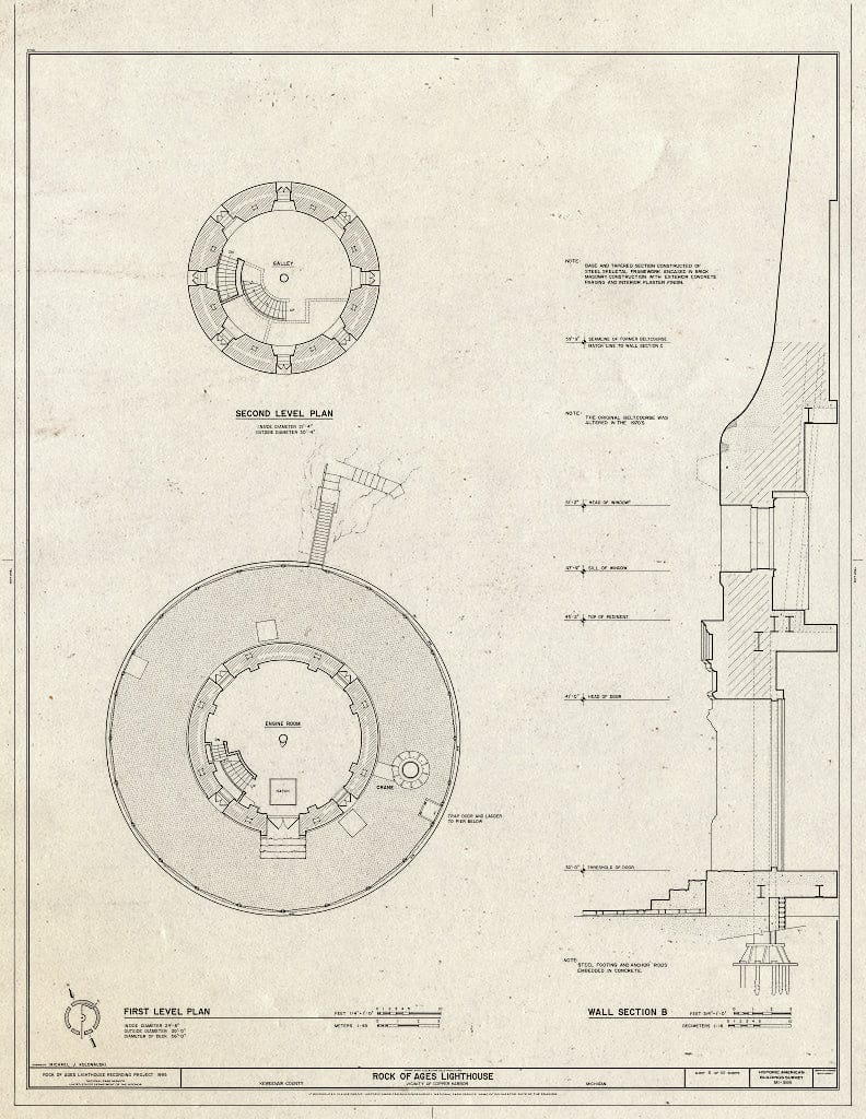 Blueprint HABS MICH,42-COPHAR.V,3- (Sheet 3 of 10) - Rock of Ages Lighthouse, Copper Harbor, Keweenaw County, MI