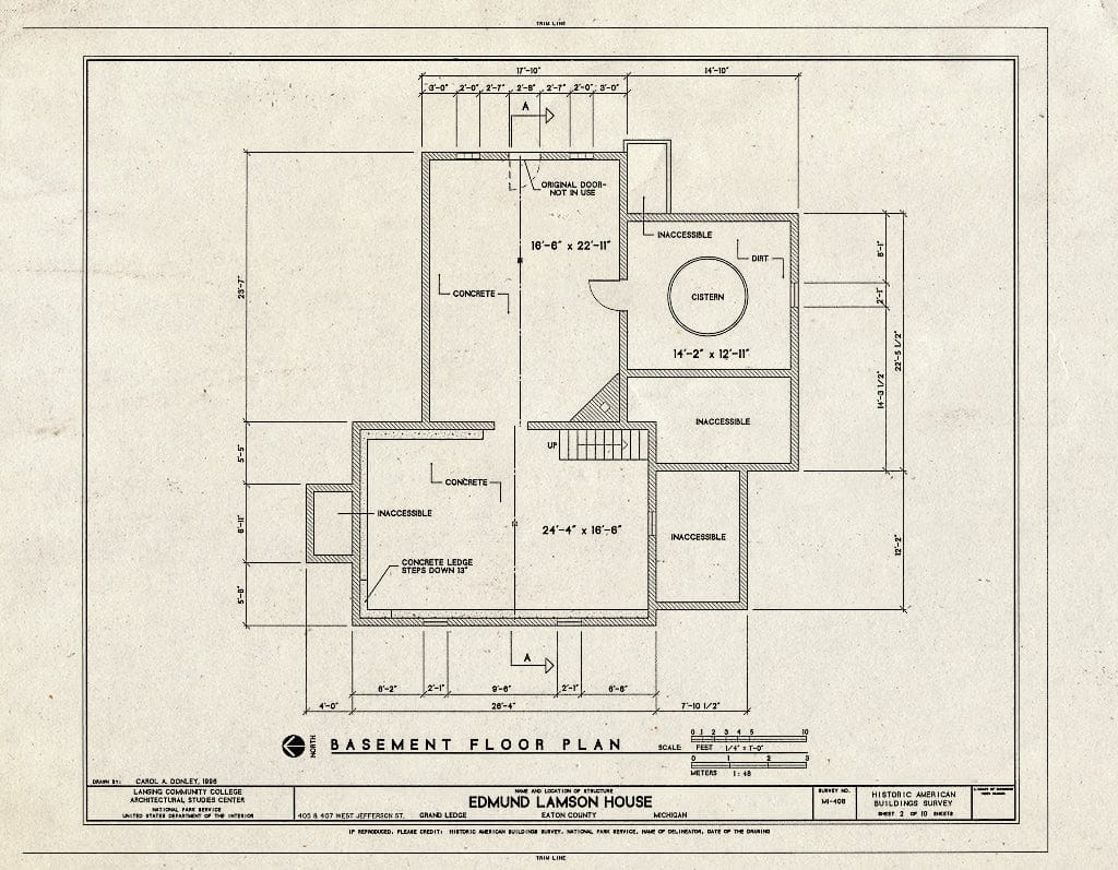 Blueprint HABS MICH,23-GRLED,1- (Sheet 2 of 10) - Edmund Lamson House, 405 & 407 West Jefferson Street, Grand Ledge, Eaton County, MI