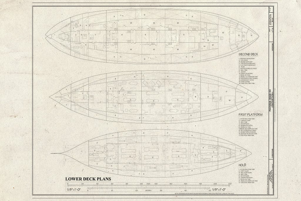 Blueprint Lower Deck Plans - U.S. Coast Guard Icebreaker Mackinaw, Icebreaker Mackinaw Maritime Museum131 South Huron Avenue, Mackinaw City, Cheboygan County, MI