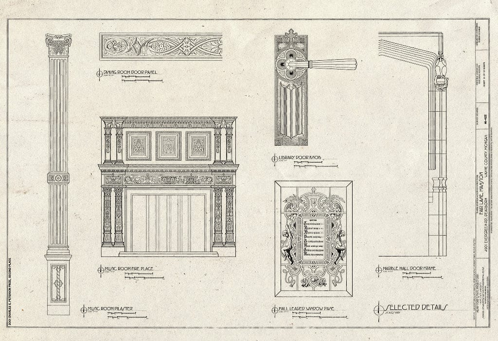 Blueprint Selected Details - Fair Lane Mansion, 4901 Evergreen Road, Dearborn, MI