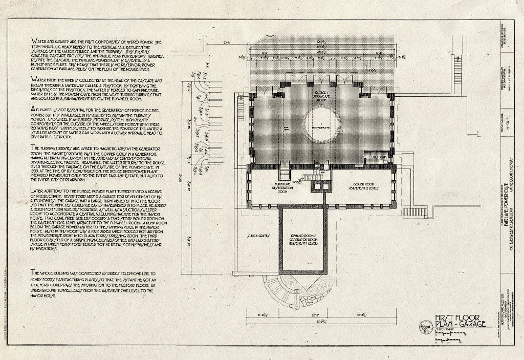 Blueprint HABS MI-422-A (Sheet 4 of 13) - Fair Lane, Powerhouse, 4901 Evergreen Road, Dearborn, MI