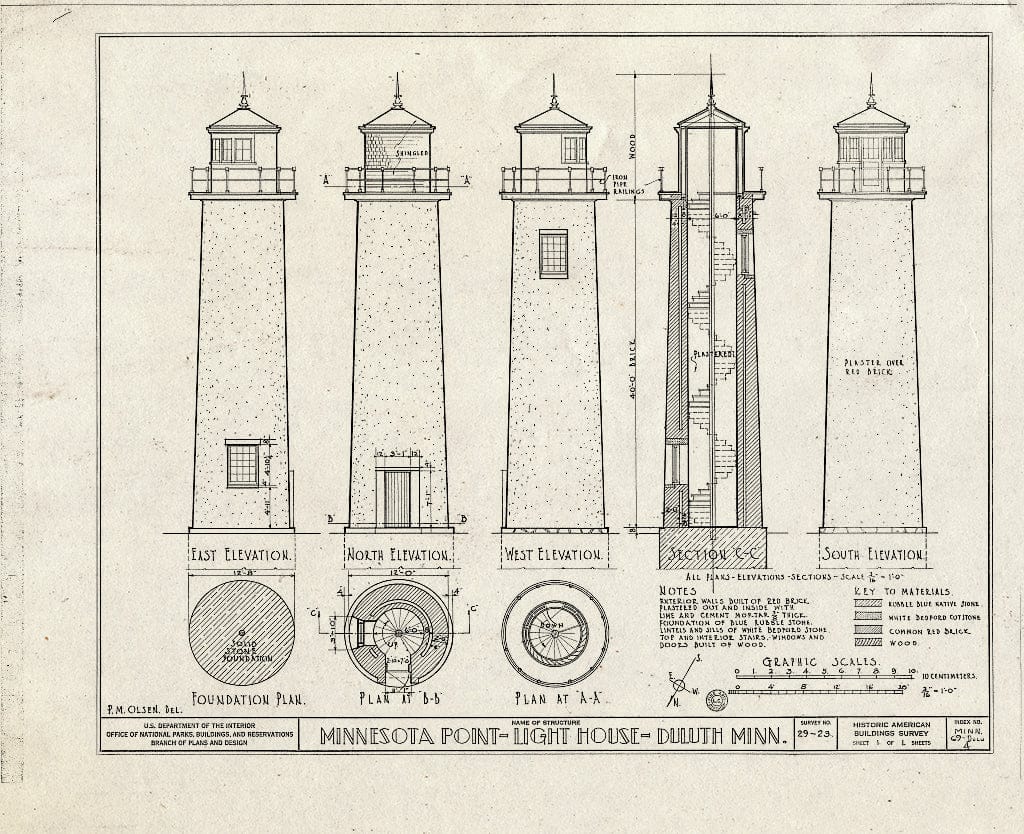 Blueprint HABS MINN,69-DULU,4- (Sheet 1 of 1) - Old Lighthouse, Minnesota Point, Duluth, St. Louis County, MN