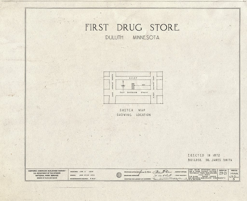 Blueprint HABS MINN,69-DULU,3- (Sheet 0 of 1) - First Drug Store, East Superior Street, Duluth, St. Louis County, MN