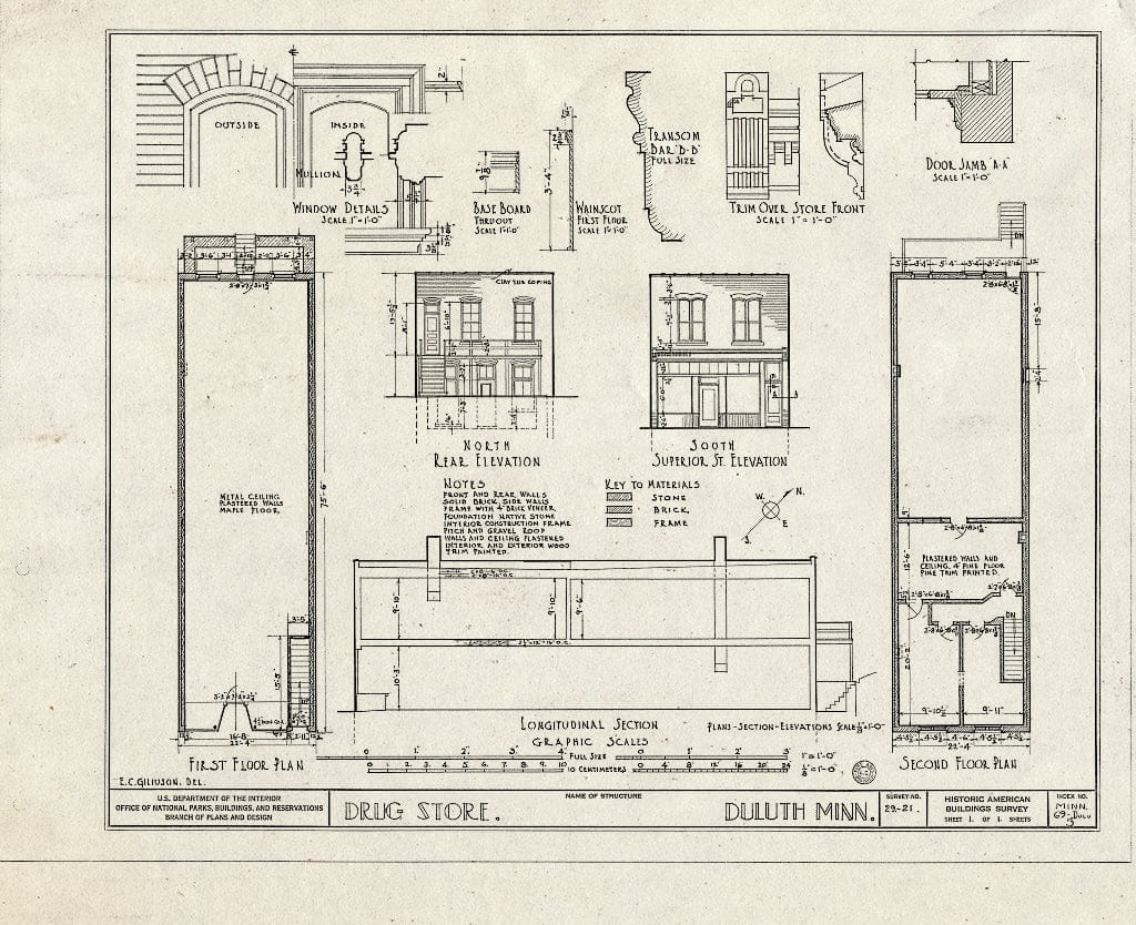 Blueprint HABS MINN,69-DULU,3- (Sheet 1 of 1) - First Drug Store, East Superior Street, Duluth, St. Louis County, MN
